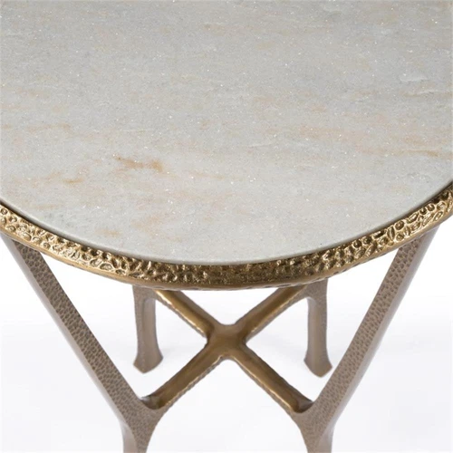 Butler Specialty Switlania White Marble & Gold Aluminum  Contemporary Side Table - Picture 3 of 10
