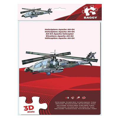 3D PUZZLE FÜR KINDER HUBSCHRAUBER APACHE 37-TEILIG GRÖSSE 30X43X17CM BA-AST0518