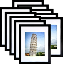 11X14 Picture Frame Set of 10, Display Pictures 8X10 with Mat or 11X14 Prints wi