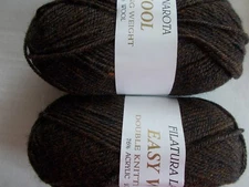 Filatura Lanarota Easy Wool yarn, heather brown, lot of 2 (145 yds each)