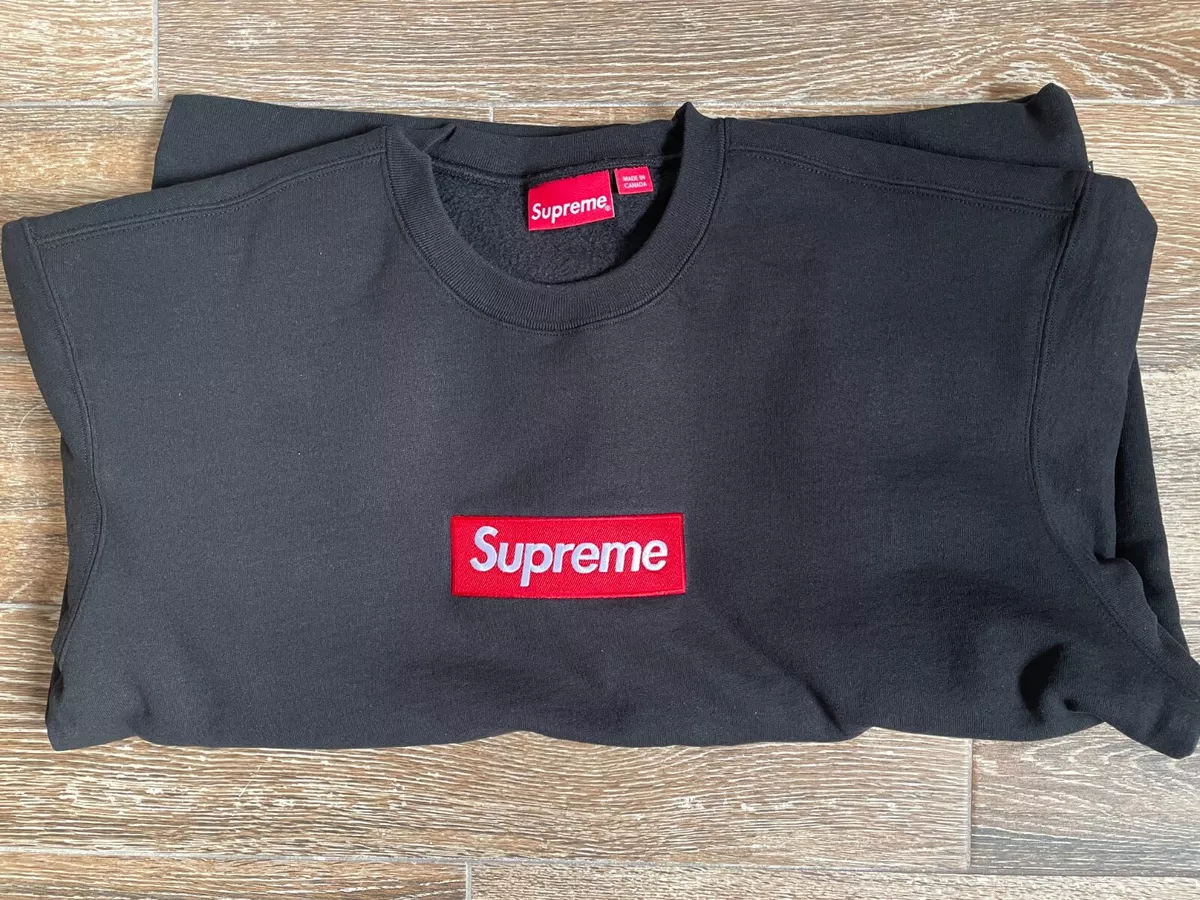 Supreme Box Logo Crewneck (Blue) Heavyweight crossgrain brushed-back fleece  with embroidered logo on chest.