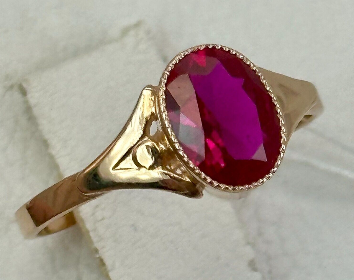 USSR Vintage Original Rose Gold Ruby made) Ring 583 14K
