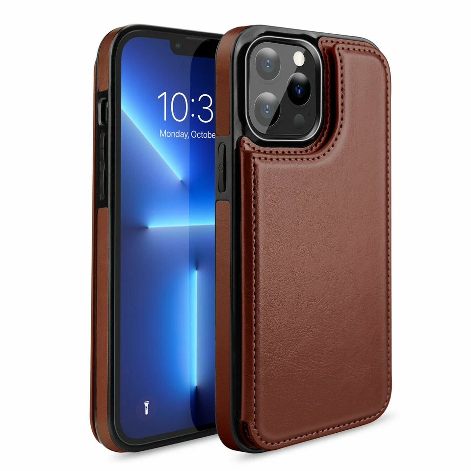 For Phone 11/12/13 Pro Max Men Wallet Case Cover Leather Magnetic Kickstand - Image 2 of 4
