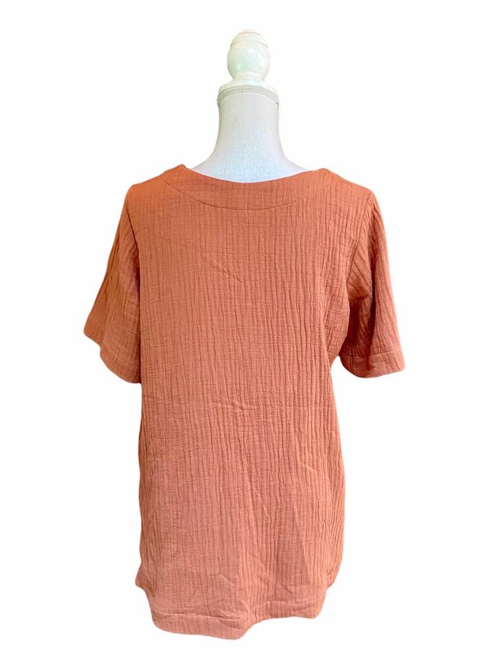 Soft Surroundings Womens Top Tunic Casual Shirt Orange Size Small Fall