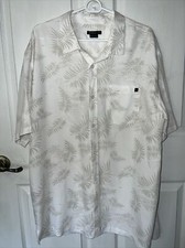 O  Neill Floral Palm Leaves Hawaiian Shirt Size XLarge White Polyester Blend
