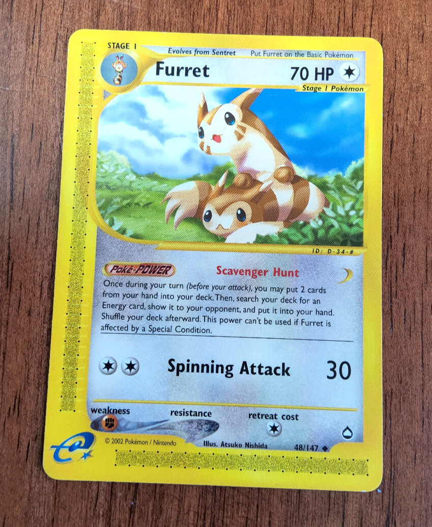 Pokemon TCG Furret Aquapolis e series uncommon 48/147 2002 NM