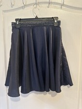 Sherri Hill women’s beaded flare pleated a-line navy blue mini skirt size 8