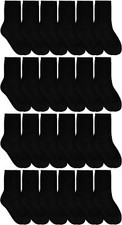 24 PK Yacht  Smith Kids Premium Cotton Crew Socks Black Size 6-8 Boys Crew Sock