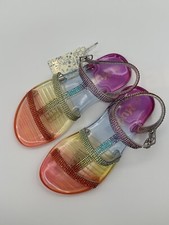 NWT Mudd Papaya Crystal Multi Girls Kids Jeweled Jelly Sandals Size 12