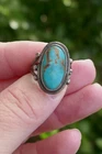 Vintage Southwest Sterling Silver & Turquoise Ring - Size 4.5