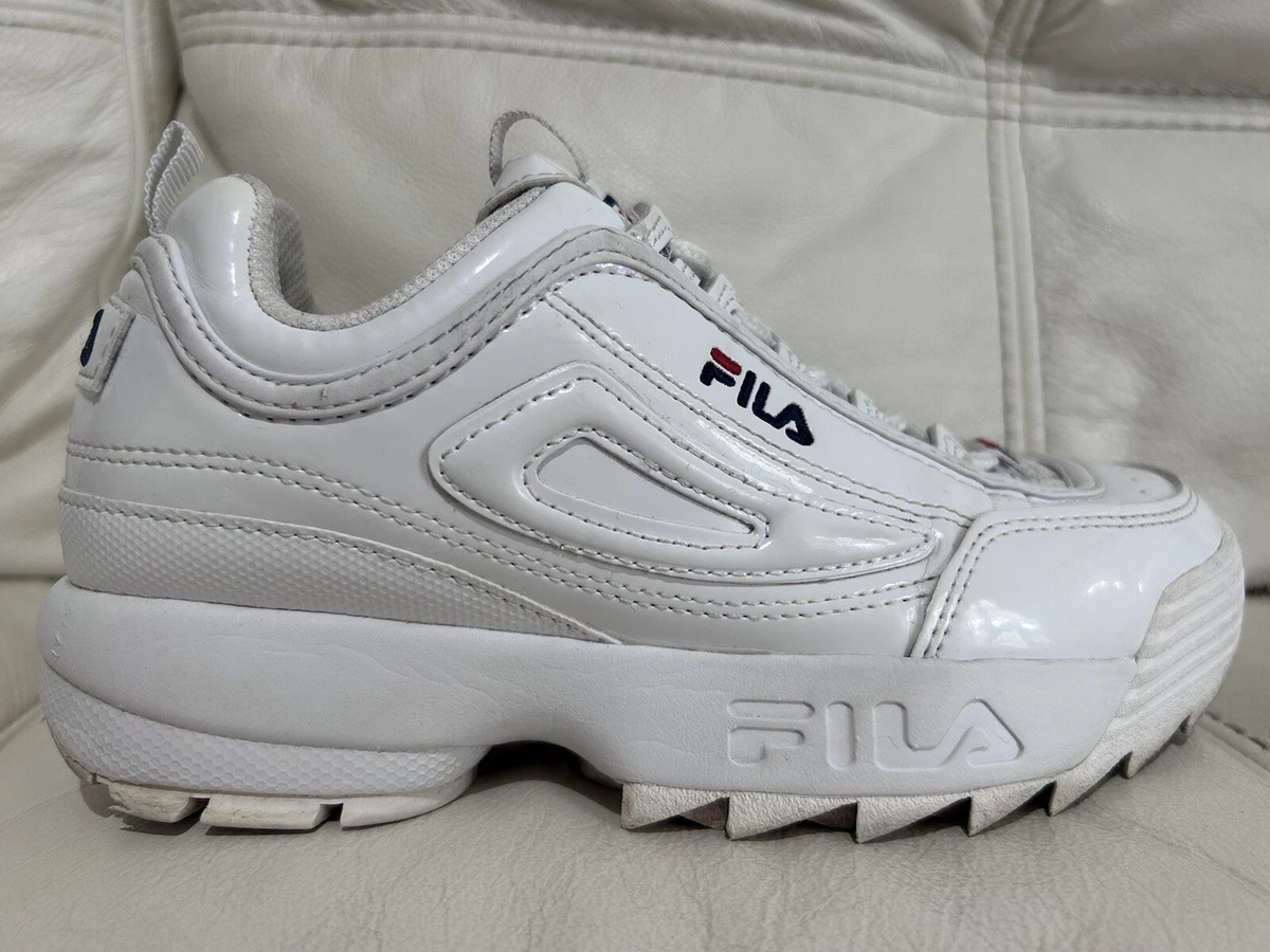 Youths Girls Fila Disruptor White Patent 2