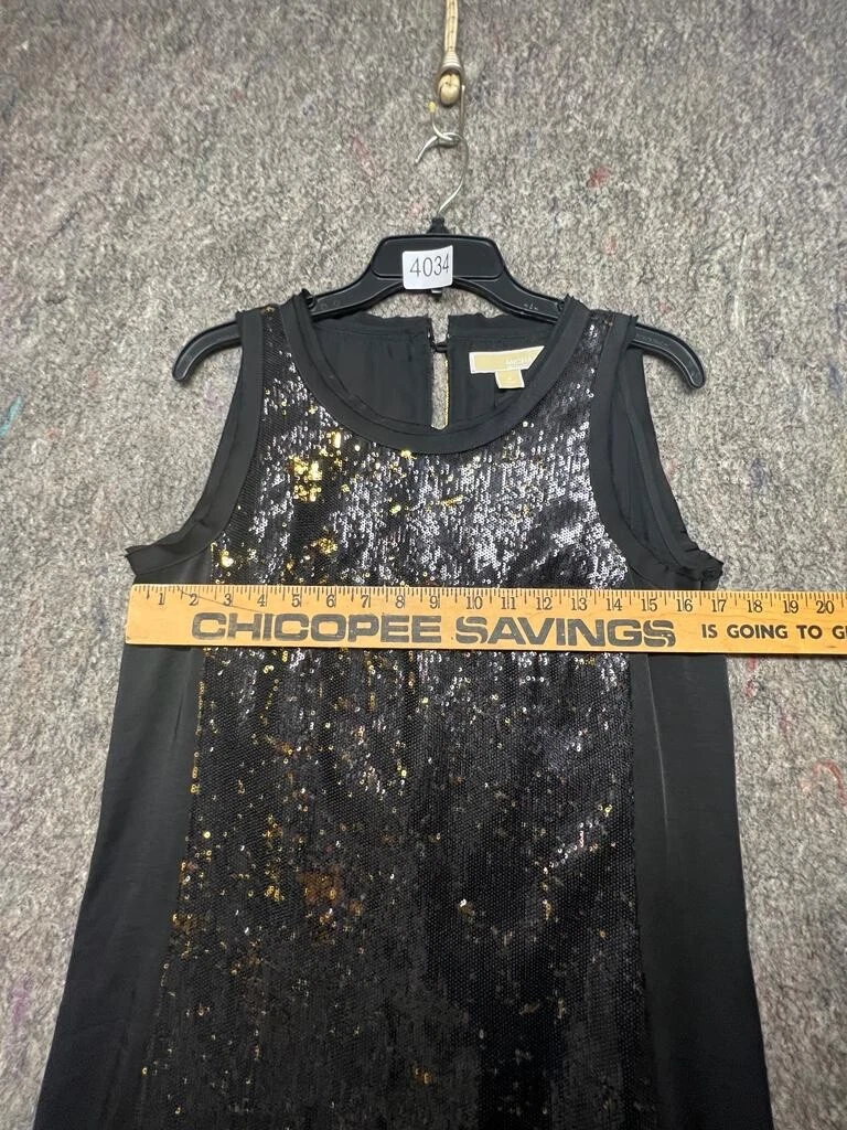 Abito Michael Kors nero oro paillettes tubino cocktail sera taglia 8