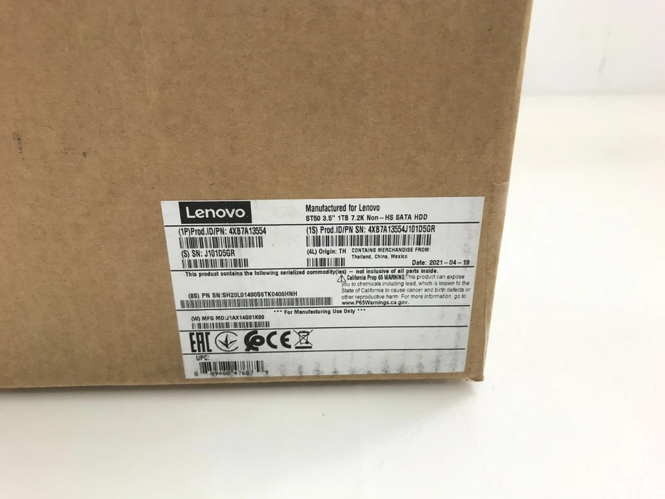 ✅ Lenovo 1TB 3.5" 7.2K SATA 6GB/S Internal Hard Drive - (4XB7A13554) - Image 3 of 3