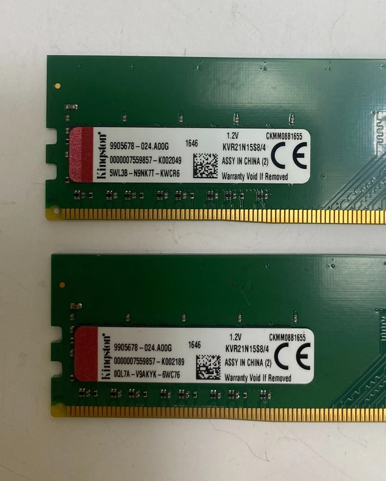 8GB (2 x 4GB) Kingston KVR21N15S8/4 PC3-17000 2133MHz 1Rx8 DDR4 Computer Memory - Image 2 of 3