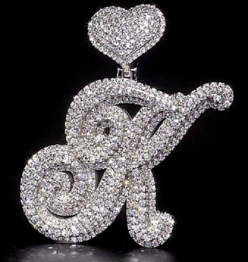 Real Moissanite Custom Any Letter K Pendant Solid 925 Sterling