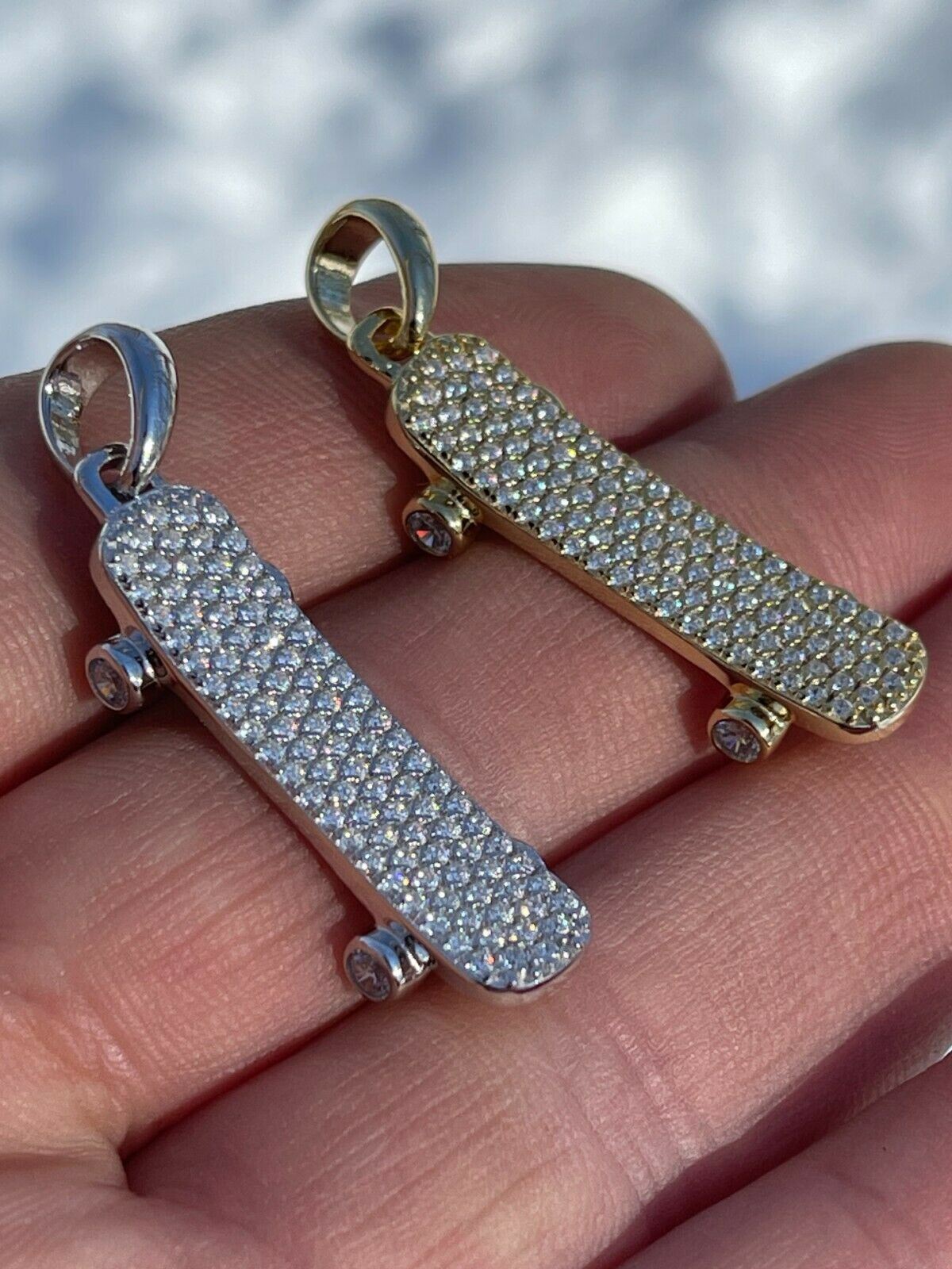 Colgante Hip Hop de plata esterlina 925 real enchapado en oro circonita helada