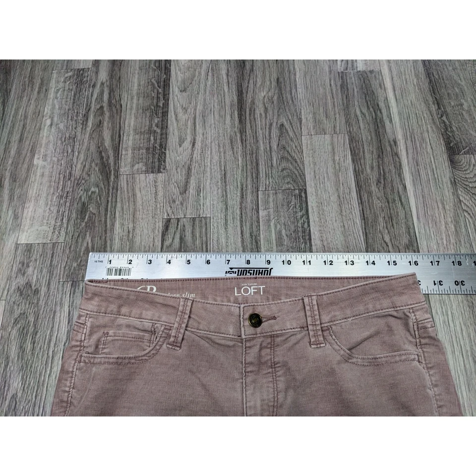 Pantalones de pana Ann Taylor Loft para mujer talla 6 pequeños modernos ajustados rosa marrón Foto 4 de 4