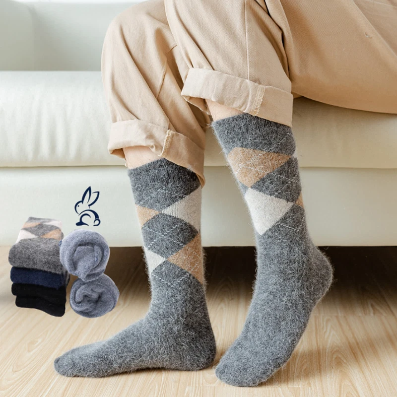 Warm Socks Winter Socks Woolen Socks Knitted Handmade Gray U