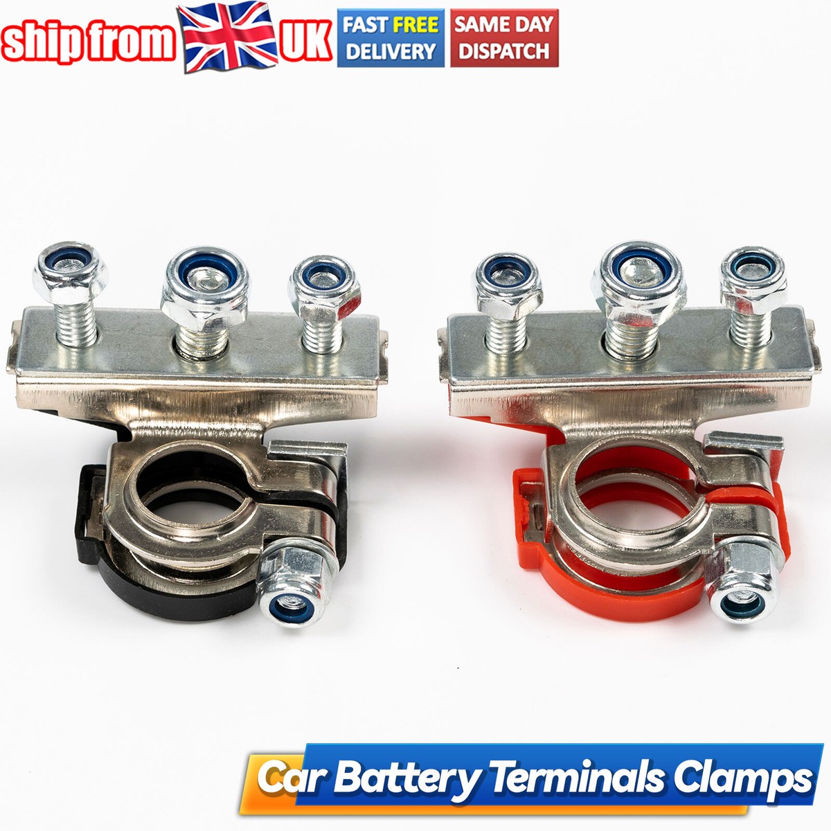 Positive Negative Battery Connectors 2-Pack 3-Way Top Post Battery ...