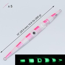 5 PCS 10 Oz Metal Butterfly Speed Jig  Glow Jigging Lure Vertical Fishing Bait