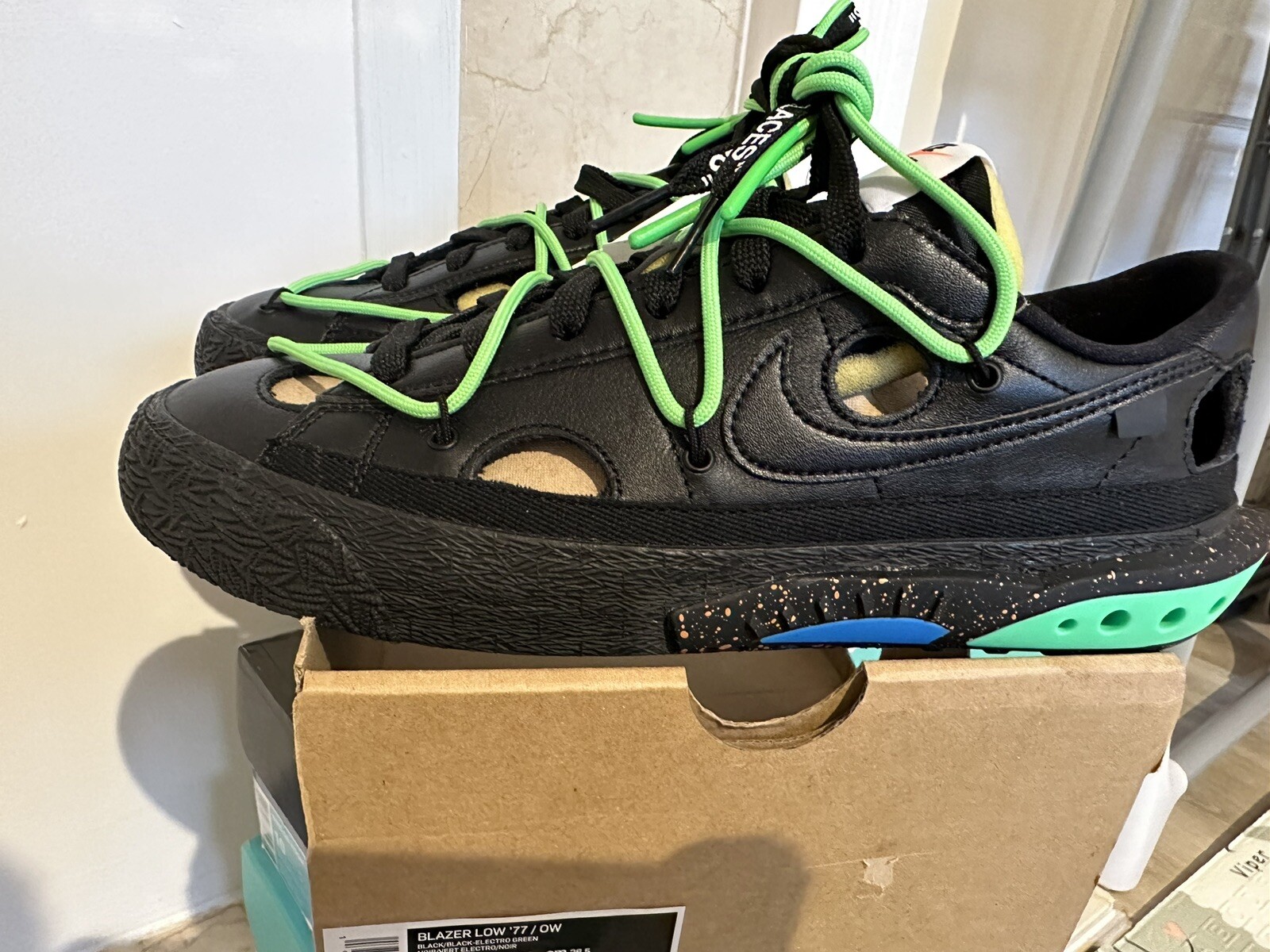 OFF WHITE X NIKE Taglia UK 7 5 Nike blazer basso x bianco sporco nero 2022 scatola senza coperchio