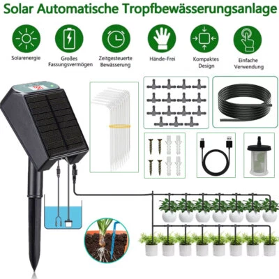MARKENLOS Solar Automatisches Bewässerungssystem Pflanzenbewässerung System Kit mit Timer