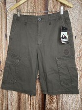Quiksilver Youth Boy s Regular Fit Cargo Shorts Size 29 Brown NWT Flat Front