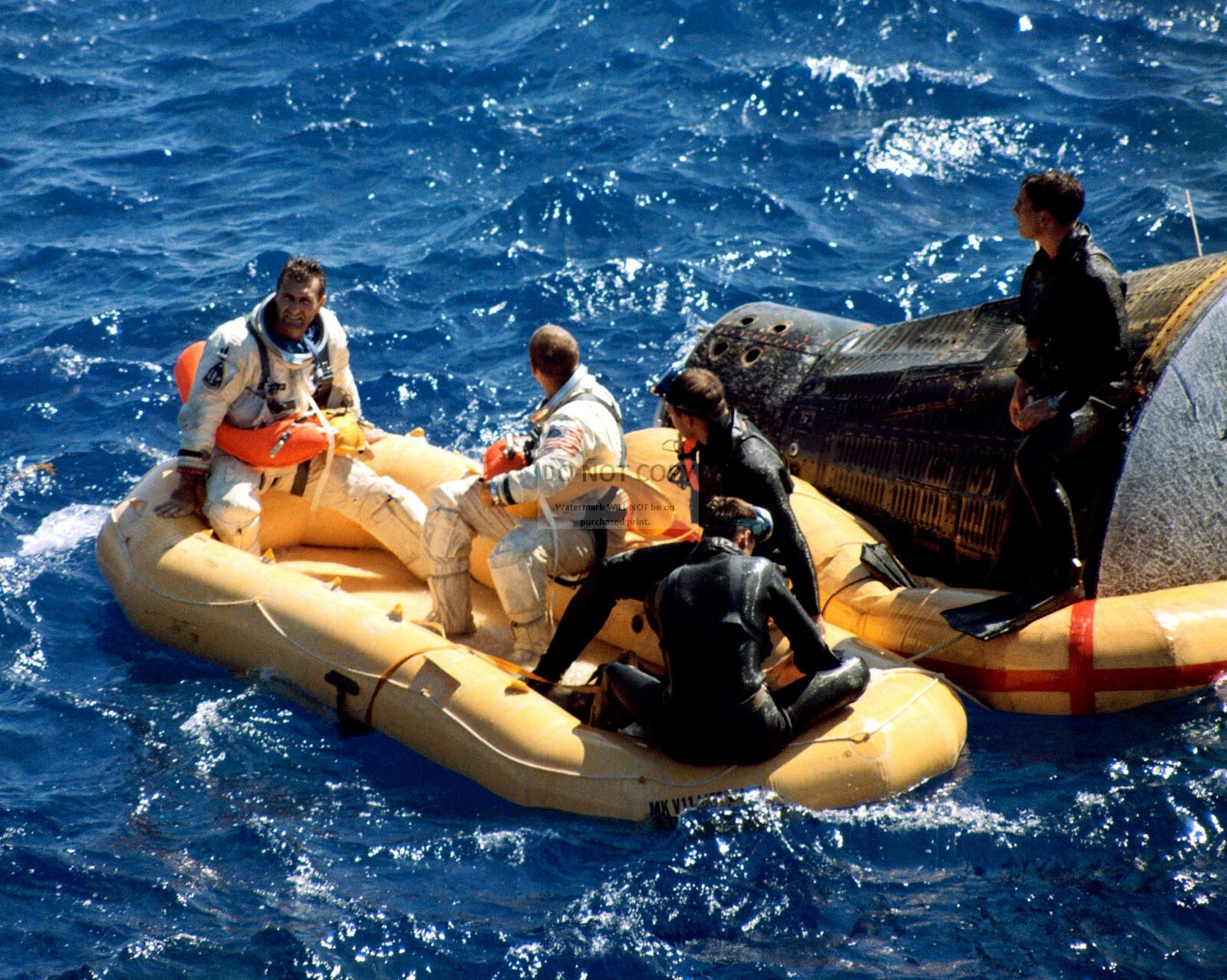 DICK GORDON PETE CONRAD GEMINI 11 ASTRONAUTS AWAIT RECOVERY 8X10 PHOTO