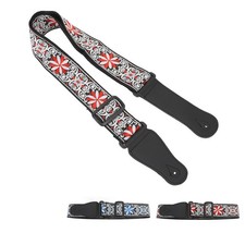 Guitar Strap Leather Embroidered Thickened Wear Resistant Adjustable Length Belt