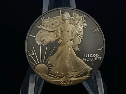 2022 1oz Silver Liberty Eagle. “Gold Black Empire Edition”.  COA in Box.