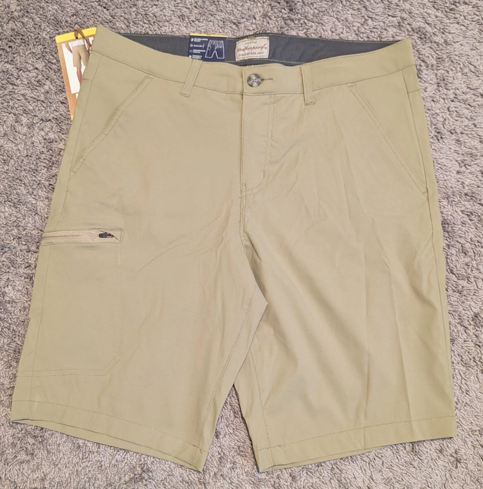 NWT Mens Size 32 Weatherproof Performance Hybrid Packable Hiking Shorts Beige