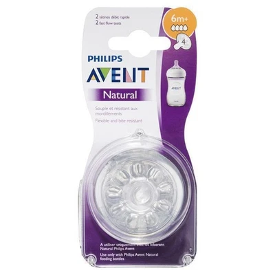 PHILIPS BABY (AVENT) UK Philips Avent Natural Teat, 6 Months+, Fast Flow, Anti-Colic Pack of 2 SCF044/27