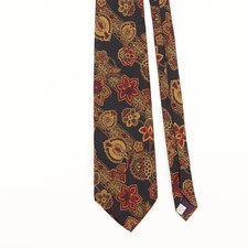Biella Vintage Silk Tie 1990's Men's Black Floral Pattern