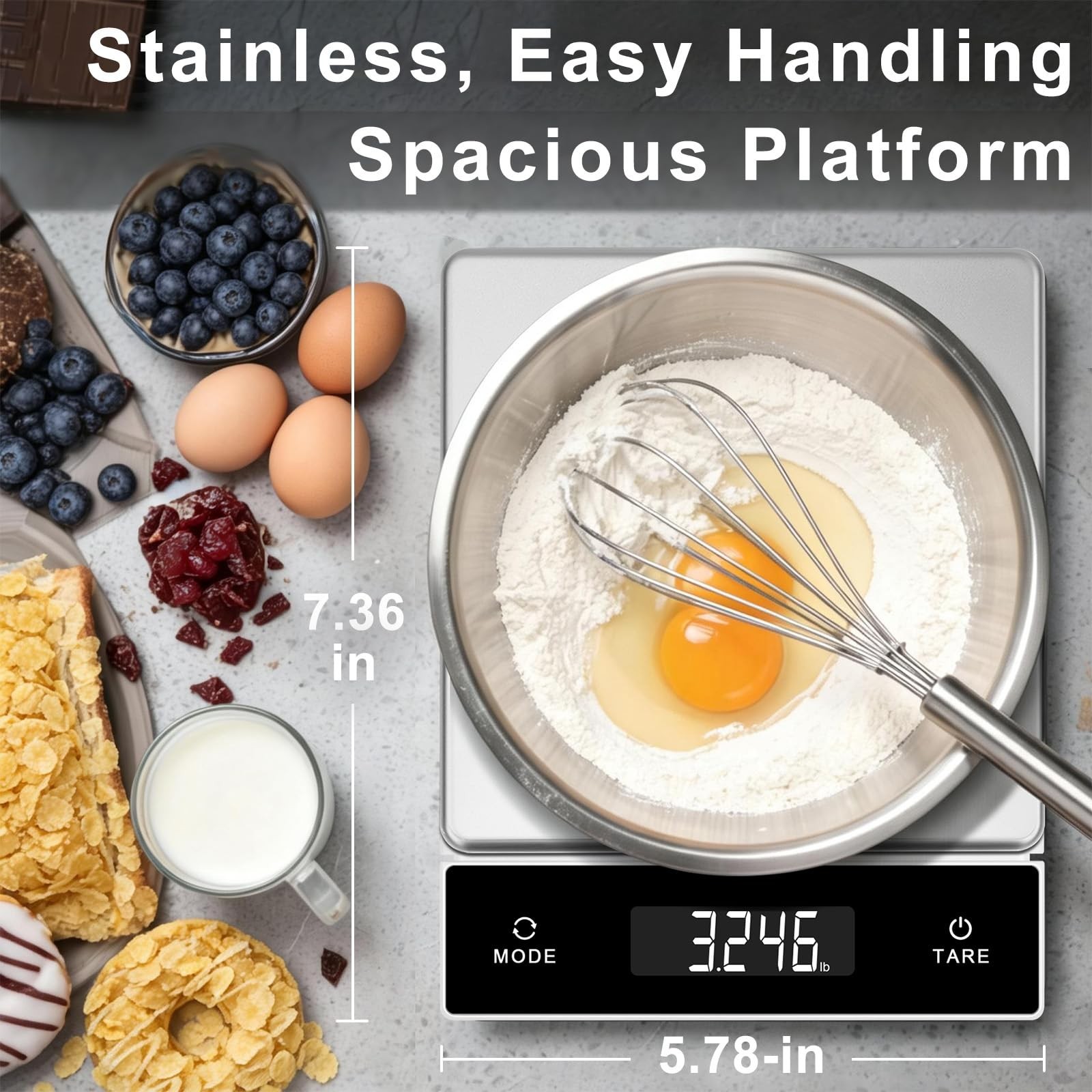 Kitchen Scal THINKSCALE 11lb/5kg Digital Kitchen Scale, 1g/0.01oz Pull-Out Display ...