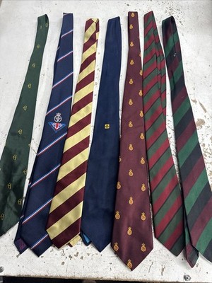 Job Lot Of 7 Regiment Striped Ties Regimental Stripe Polyester Army Military