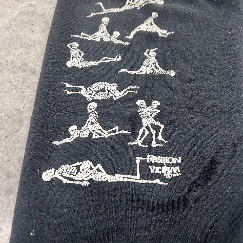 Pantalones deportivos vintage de moda con gráfico de calavera de víctima para hombre grandes negros 1991 Foto 3 de 4