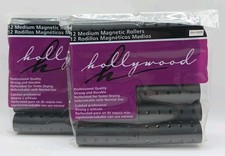 2 Packs Hollywood Magnetic Hair Rollers Curlers 12Pc/Pack Black 7 / 8" Medium