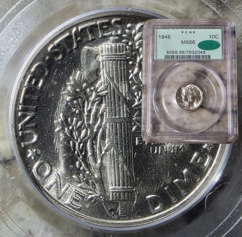 1945 Mercury Dime - OGH PCGS MS66 CAC - Great Detail and in Old Green Holder!