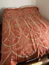 Vintage Wool Blanket Floral Coral Color Full/Srandard Heavy Soft