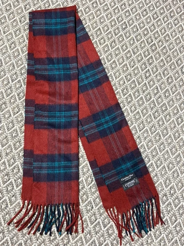 Foulard Christian Dior rouge Monsieur cachemire franges douces
