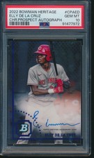 PSA 10 ELLY DE LA CRUZ AUTO 2022 Bowman Heritage Chrome REDS Rookie RC GEM MINT