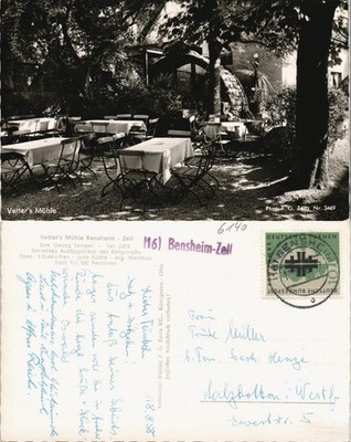 Bensheim Vetter`s Mühle Gaststätte 1958   mit Landpost-Langstempel 16