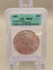 1991 American Silver Eagle $1 - ICG MS69