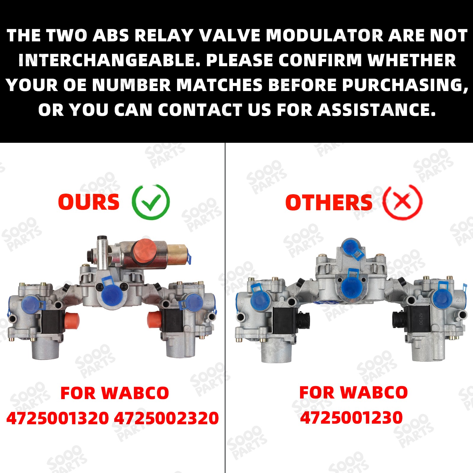 Rear ABS Relay Valve Modulator Package For 4725001320 4725002320 20421945 Wabco