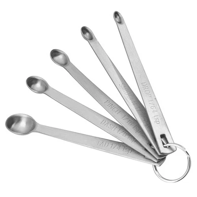 Lot de 5 cuillères à mesurer en acier inoxydable Mini cuillères à mesurer C... - Photo 1/4