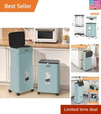 Mobile 20 Liter Trash Can with Sliding Lid & Wheels - Perfect for Any Room