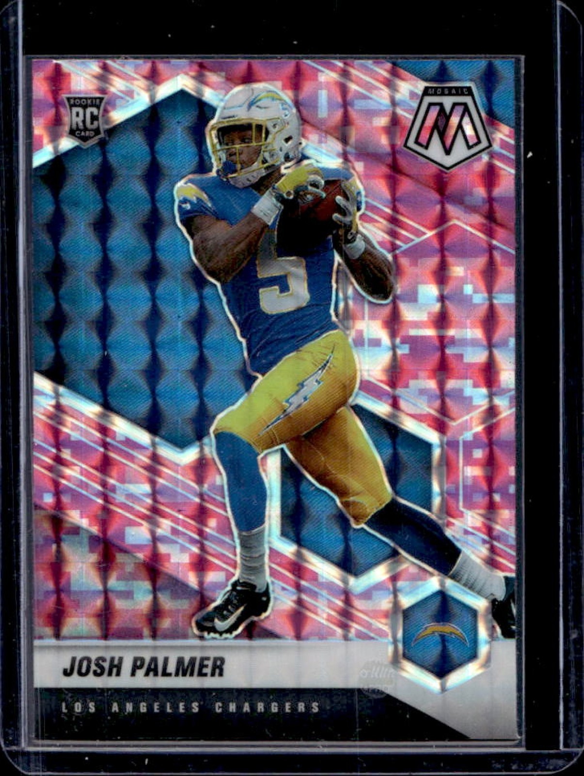 2021 Mosaic Josh Palmer RC Prizm Camo Pink Rookie #329 Chargers