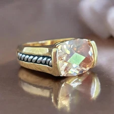 Vintage Cocktail Ring PD Premier Designs "Elite" Genuine Citrine Stone Sz 5.75