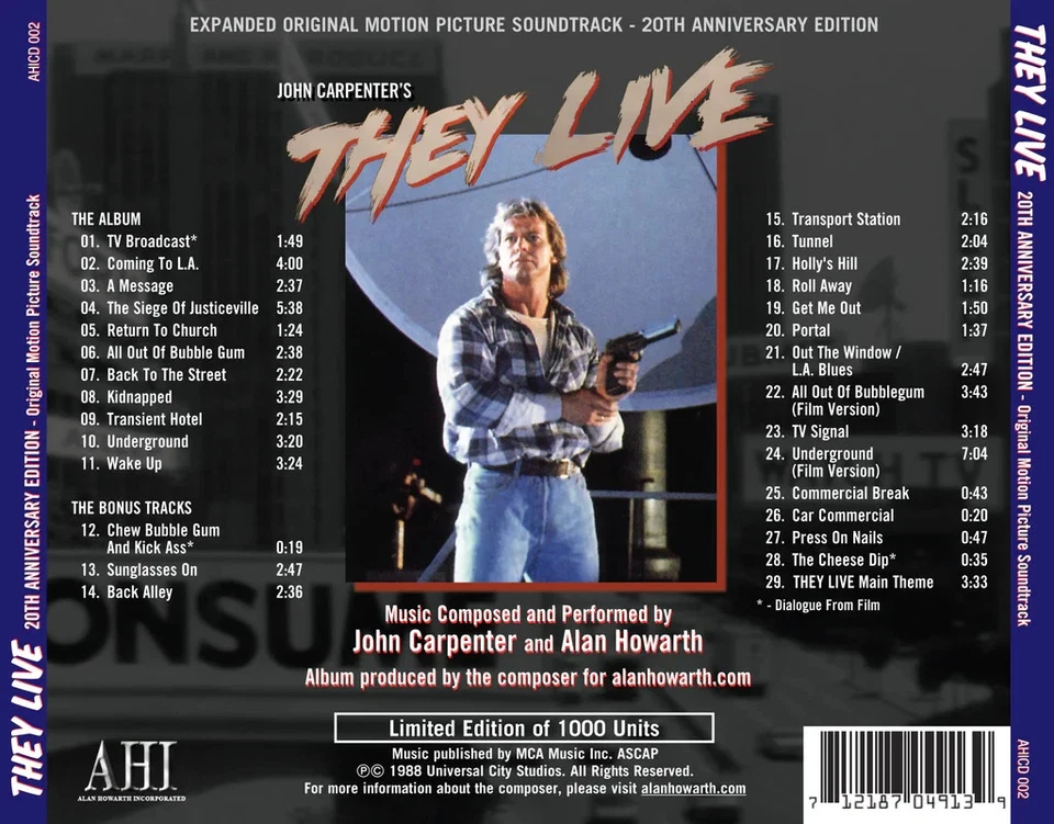 THEY LIVE Expanded Soundtrack Carpenter & Howarth CD NEW SEALED OOP MINT - Image 2 of 2