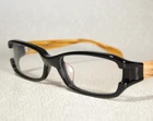 Sleek IYOKO INYAKE model IY257 Japanese Eyeglass Frames, Black & Plywood Pattern